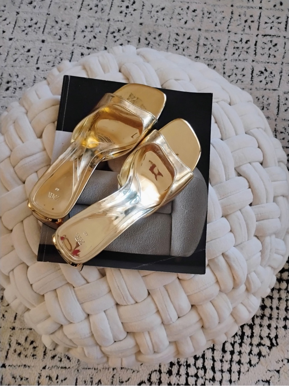 Women's Gold Sandal Heels - Elegant Metallic Slip-On